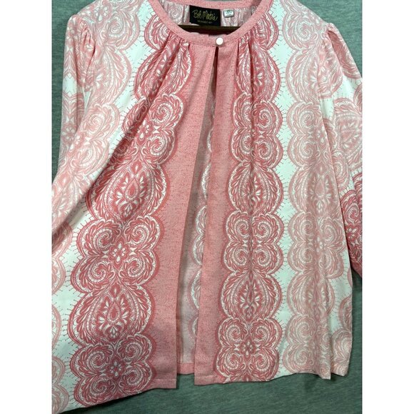 Bob Mackie Cardigan Jacket Kimono 2X Wearable Art Pink Paisley Open Front - Picture 3 of 6